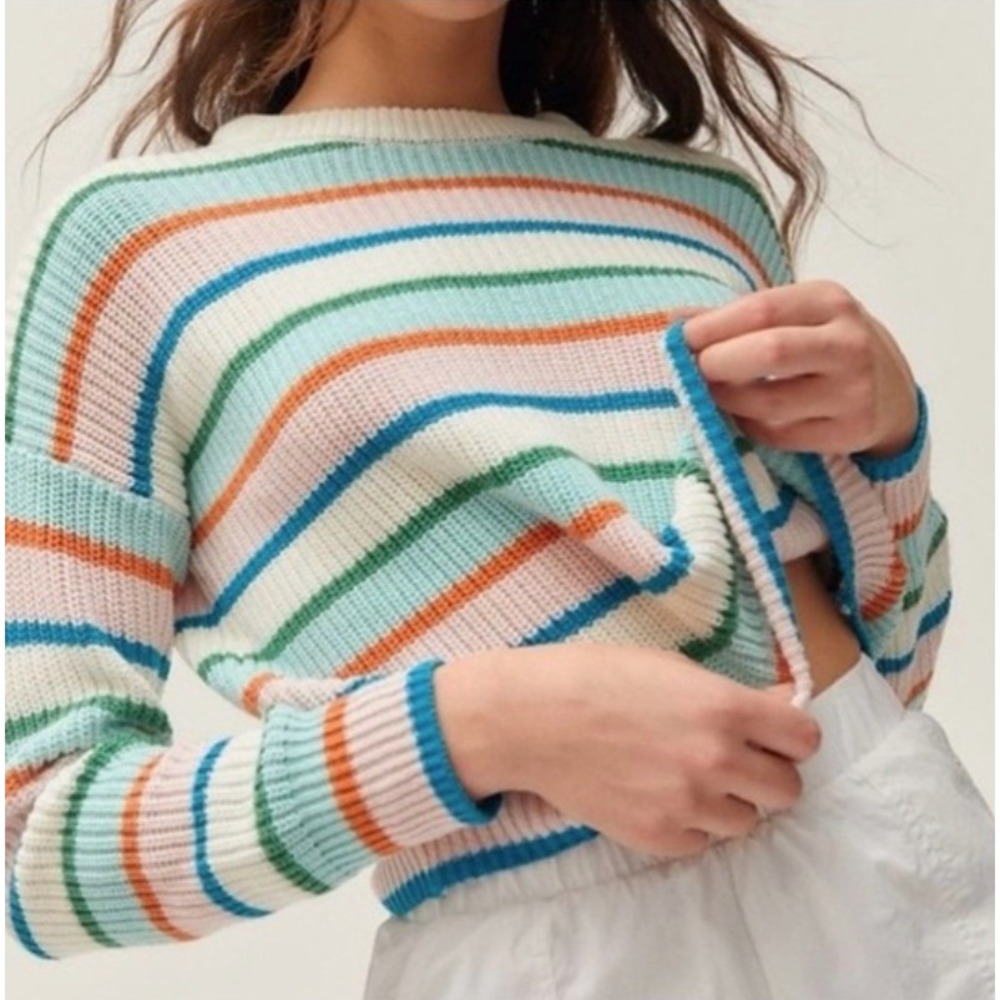 Urban Outfitters Striped Crewneck Sweater Sz S Pastel Indie Sleeze Y2K VSCO girl